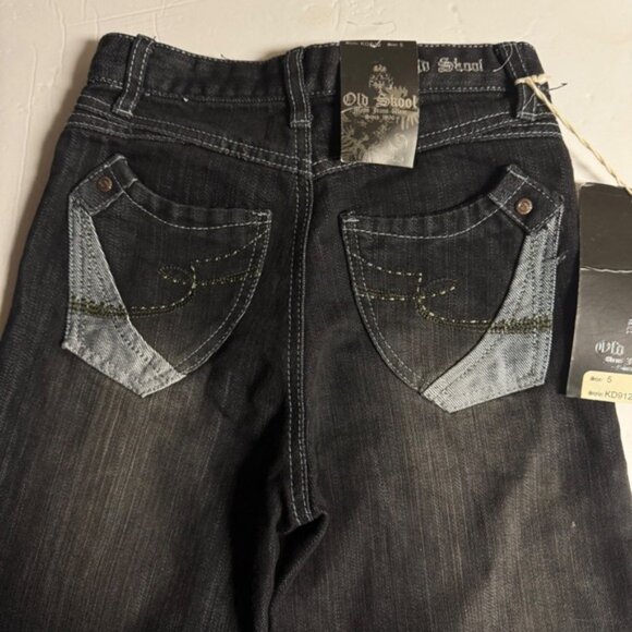 Old Skool Boys Jeans Size 5 Denim Pants with White Stitching - Picture 6 of 9
